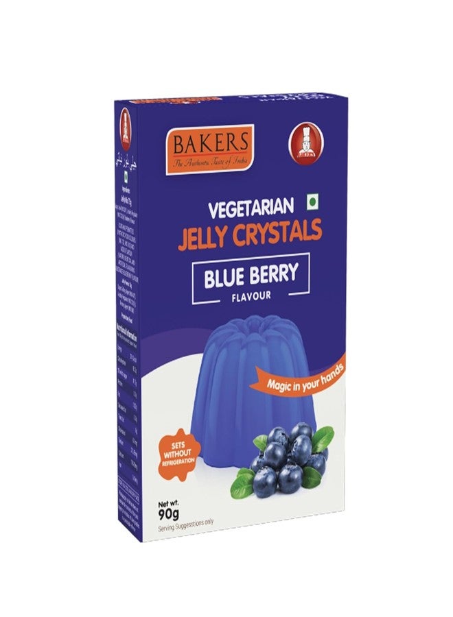 BAKERS Jelly Crystals | Blueberry Flavour | 100% Vegetarian | Easy to Make | Instant tasty dessert | Authentic Flavors Pack of 4 (90 gm x 4) - Image 1