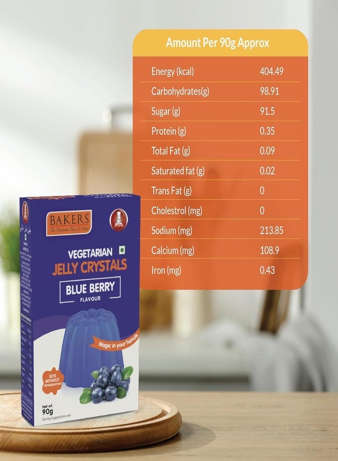 BAKERS Jelly Crystals | Blueberry Flavour | 100% Vegetarian | Easy to Make | Instant tasty dessert | Authentic Flavors Pack of 4 (90 gm x 4) - Image 3