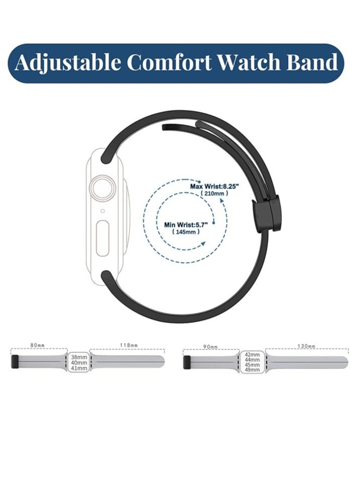 FARROBIZZ - Compatible with Apple Watch Band 38mm 40mm 41mm 42mm 44mm 45mm 49mm for Men Women,Soft Silicone Magnetic Buckle Sport Replacement Straps,iWatch Series 8/7/SE/6/5/4/3/2/1 - Image 1