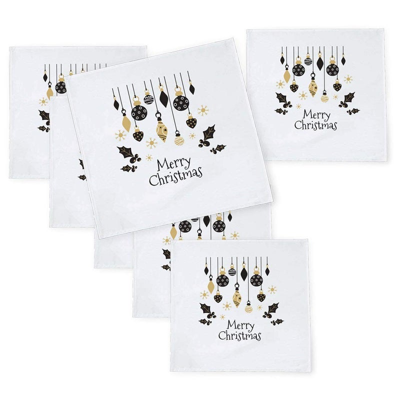Khakee 6 Pcs Christmas Theme Tafta Silk Table Napkins 10x 10 for Xmas Decoration Christmas OrnamentsChristmas Gift npxmas075P - Image 1
