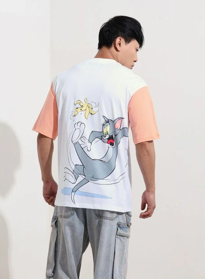 ذا انديان كراج كو Men Boxy Fit Tom&Jerry Printed Crew Neck Half Sleeves T-Shirt