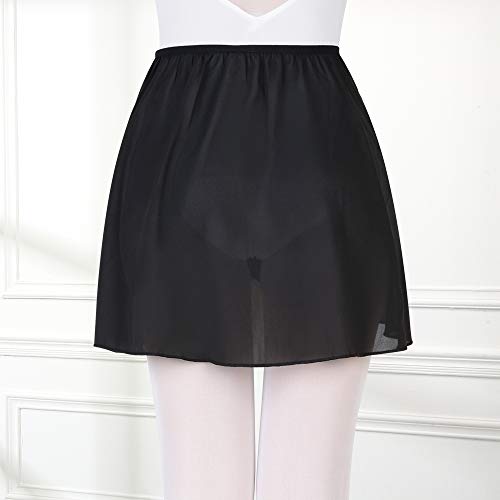 Bezioner Ballet Wrap Skirt - Black Chiffon for Girls and Women, Pull-on Elastic Waist Dance Skirt, Black S - Image 2