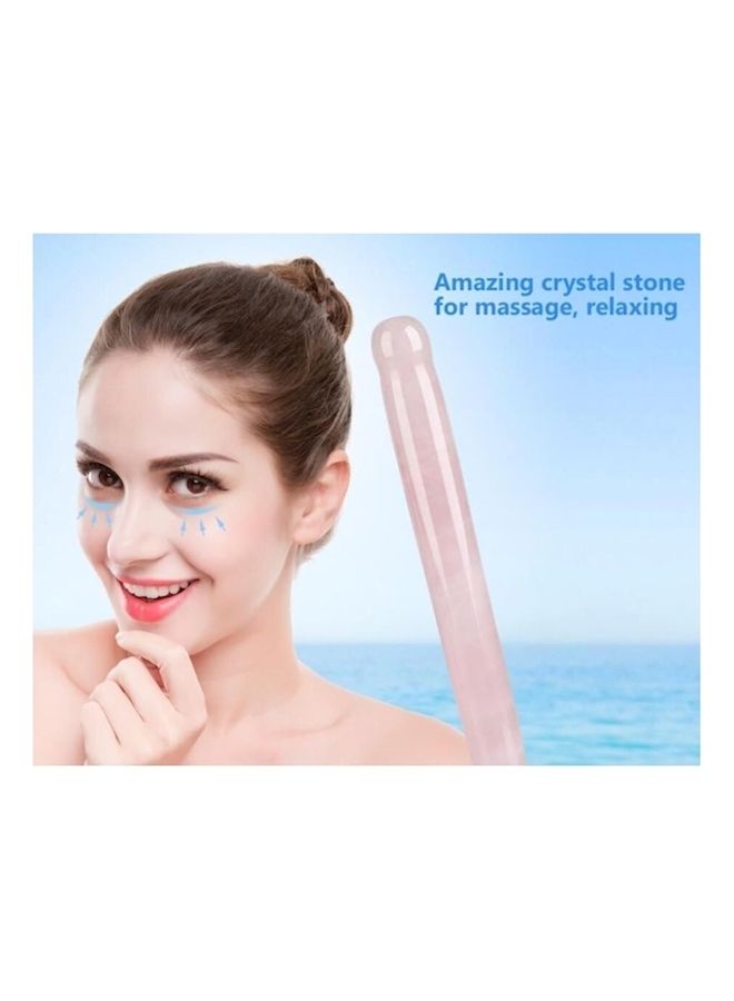 NIBEMINENT Crystal Stone Face Massage Roller Stick Light Pink - Image 4
