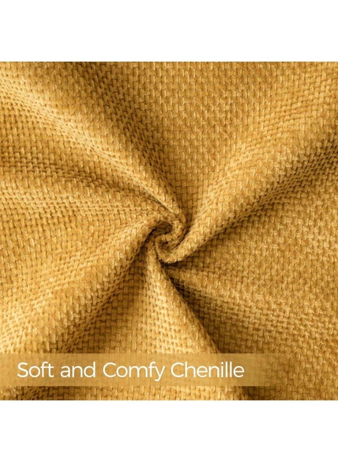 2PCS,Mustard Yellow Chenille Cushion Cover Throw Pillow Covers,45 x 45 CM,Modern Decorative Pillow Case,Farmhouse Cross Pillows Covers - Image 5