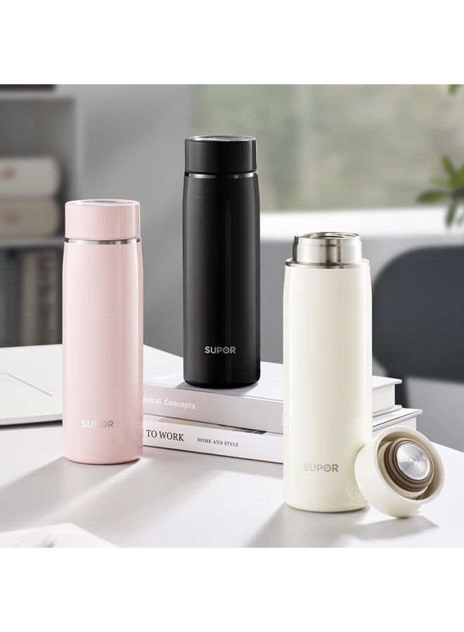 Supor Insulated Mug, 316l Stainless Steel, Women's Tea Infuser Cup, 450ml Large Capacity Portable Tumbler, Kcv45dm10 Pink