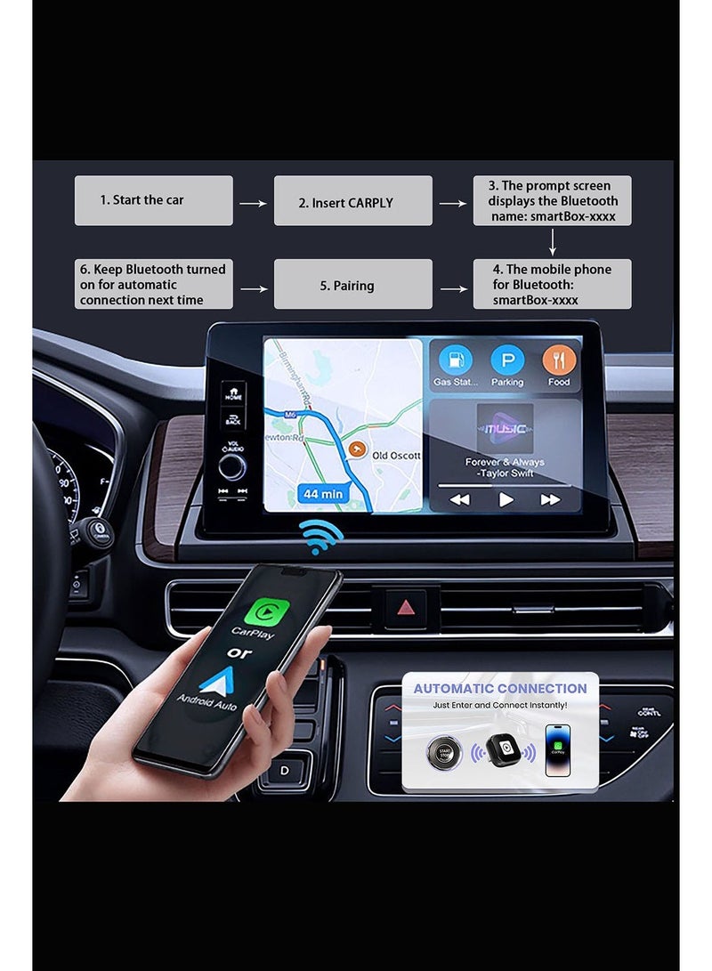 Upgrade 2-in-1 Wireless CarPlay & Android Auto Adapter, Plug & Play CarPlay Dongle Converts Wired to Wireless, Ultra-Fast Auto Connect, Lag-Free Streaming，Compact Design for iPhone & Android with USB/USB-C Port - Image 5