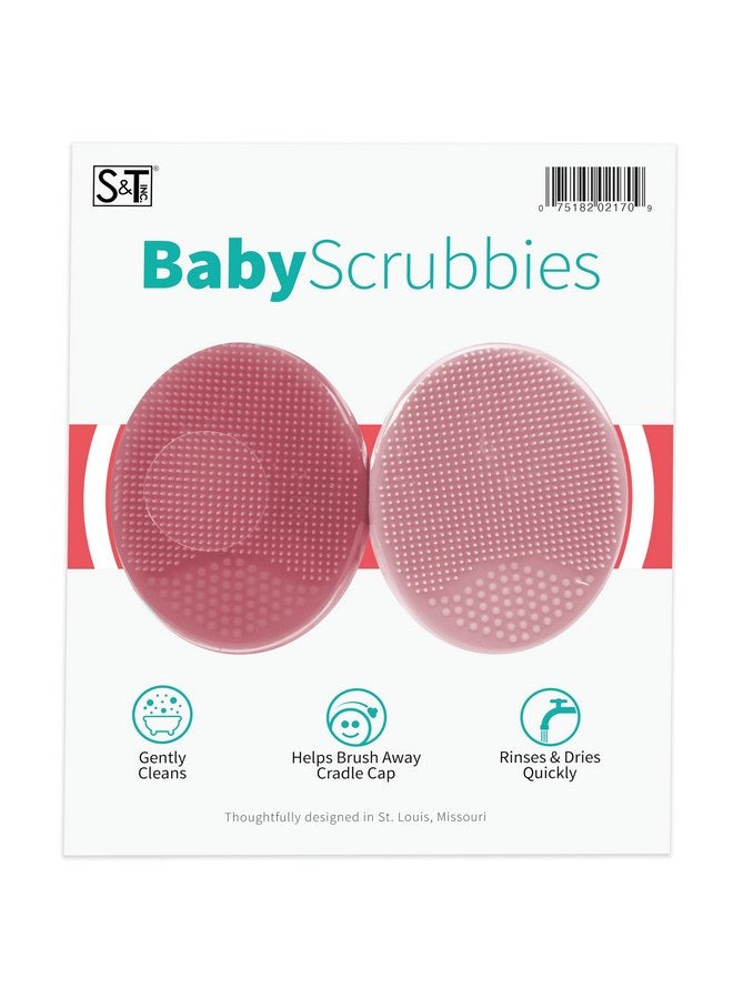 إس آند تي إن سي فرشاة استحمام لتقشير وتدليك غطاء المهد من S&T INC. للأطفال، مصنوعة من السيليكون - 2 بوصة × 2.5 بوصة، وردية، عبوة من قطعتين - Image 1