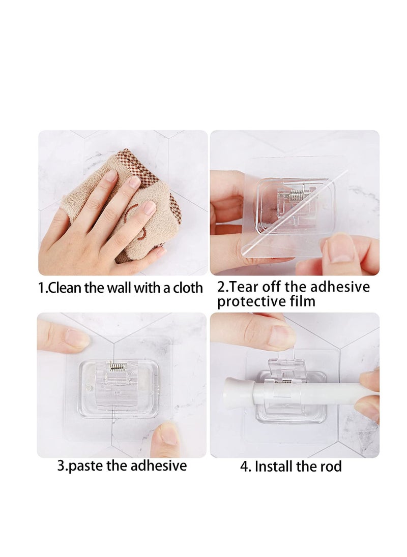 Spaceshoop - 2 Pcs No Drill Curtain Rod Brackets Self Adhesive Curtain Rod Holder Hooks Nail Free Curtain Rod Hooks Curtain Hangers for Bathroom Kitchen Home Bathroom and Hotel - Image 1