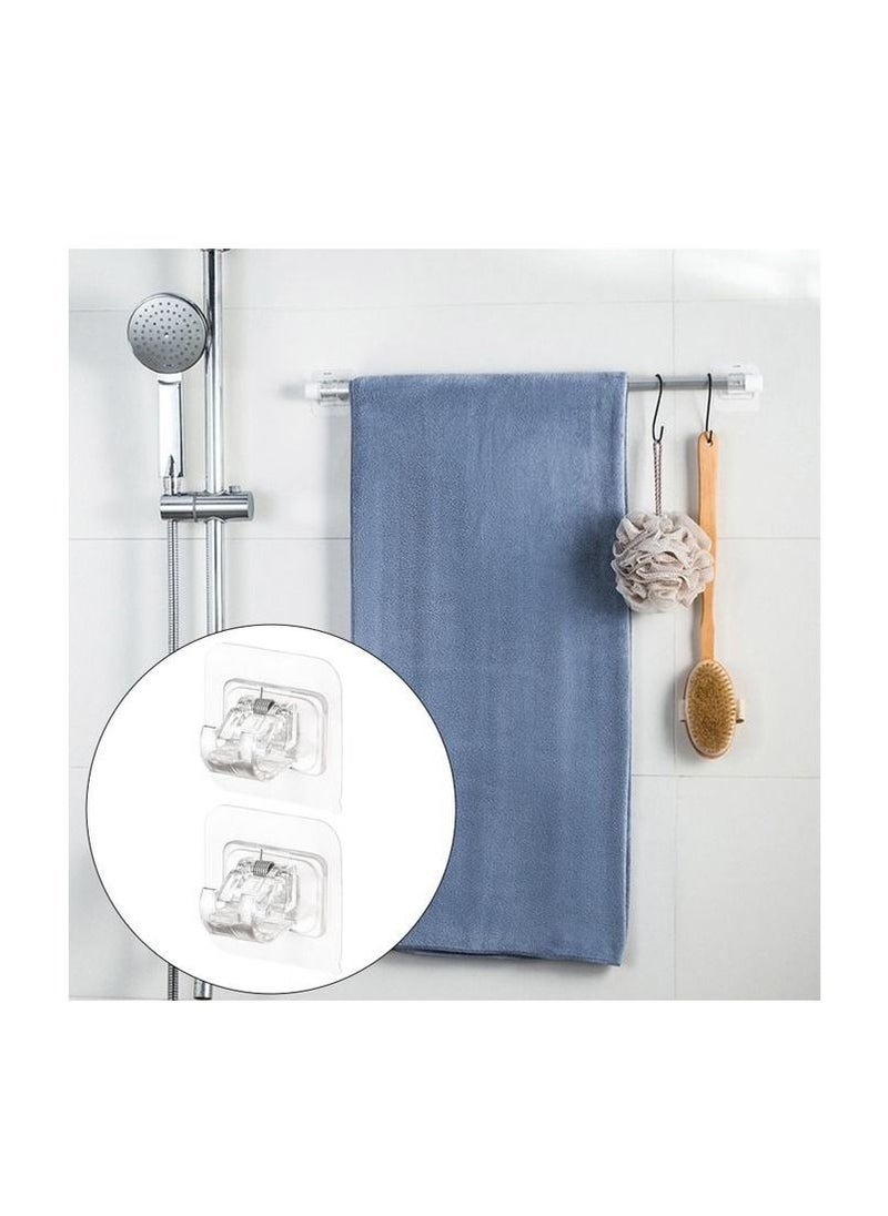Spaceshoop - 2 Pcs No Drill Curtain Rod Brackets Self Adhesive Curtain Rod Holder Hooks Nail Free Curtain Rod Hooks Curtain Hangers for Bathroom Kitchen Home Bathroom and Hotel - Image 1
