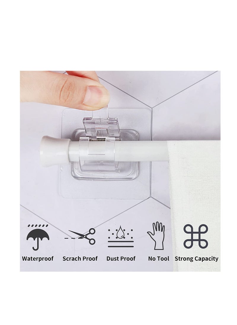 Spaceshoop - 2 Pcs No Drill Curtain Rod Brackets Self Adhesive Curtain Rod Holder Hooks Nail Free Curtain Rod Hooks Curtain Hangers for Bathroom Kitchen Home Bathroom and Hotel - Image 1