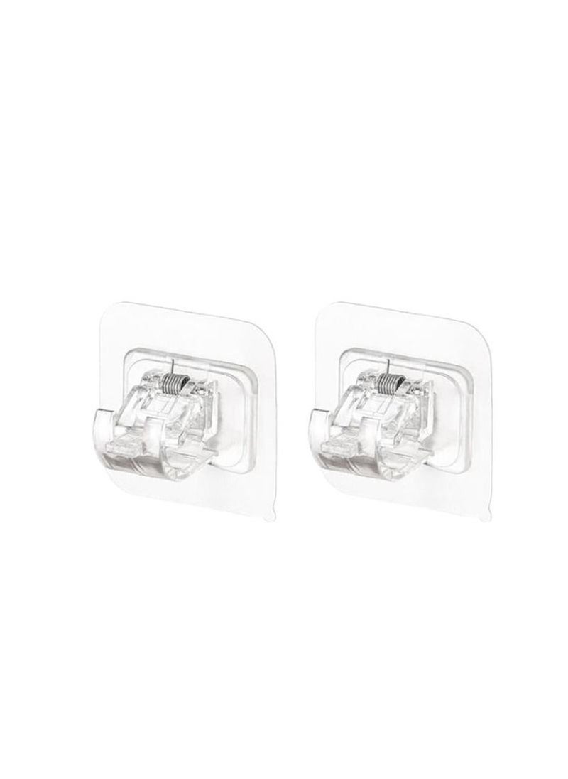 Spaceshoop - 2 Pcs No Drill Curtain Rod Brackets Self Adhesive Curtain Rod Holder Hooks Nail Free Curtain Rod Hooks Curtain Hangers for Bathroom Kitchen Home Bathroom and Hotel - Image 1