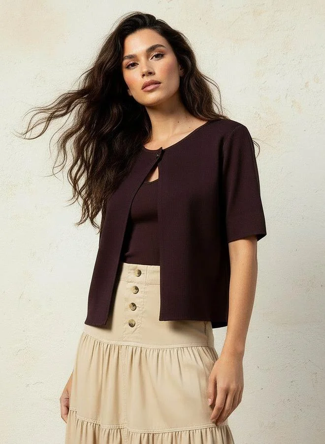 ايكونيك Iconic Cropped Round Neck Shrug