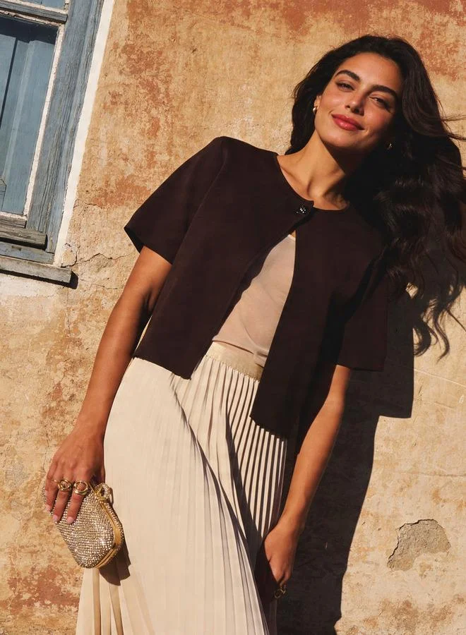 Iconic Iconic Cropped Round Neck Shrug