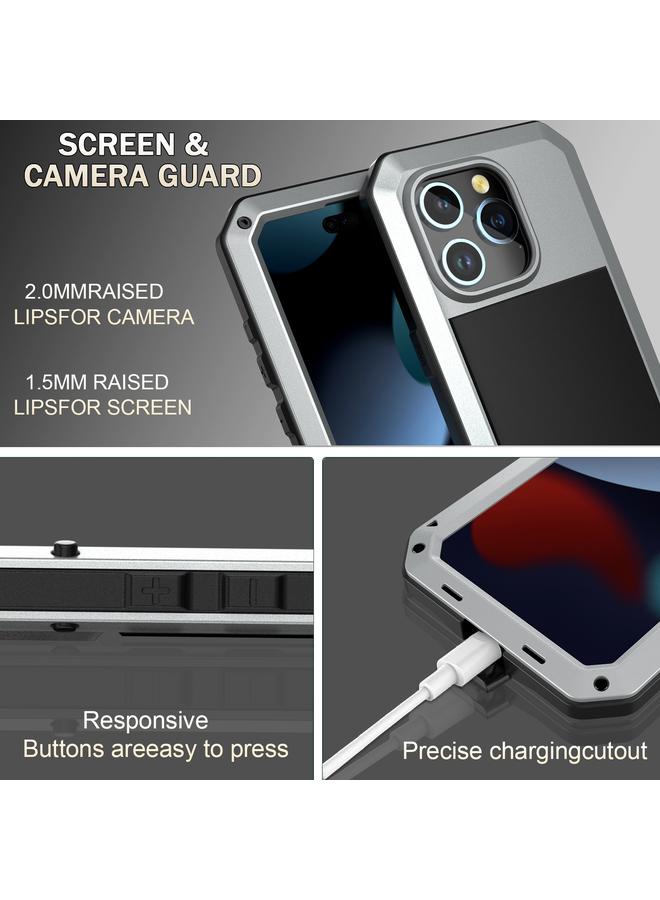 اس-توب جراب لهاتف iPhone 15 مقاوم للصدمات والماء والغبار مصنوع من المعدن والسيليكون - Image 5