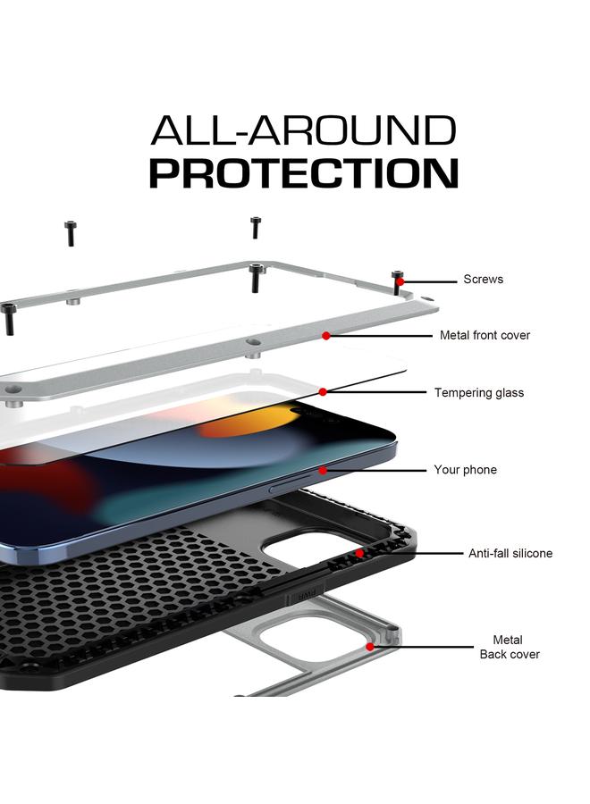 اس-توب جراب لهاتف iPhone 15 مقاوم للصدمات والماء والغبار مصنوع من المعدن والسيليكون - Image 3