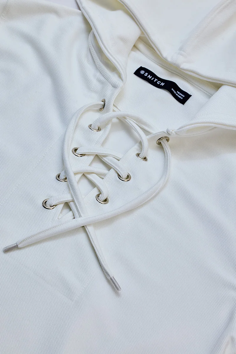 SNITCH White Lace-Up Textured Hoodie