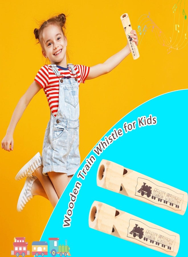 Fahacop 4 Pcs Wooden Train Whistle Solid Wooden Musical Instrument Noise Maker for Kids Birthday Party Classroom Rewards Childhood Music Enlightenment - Image 4