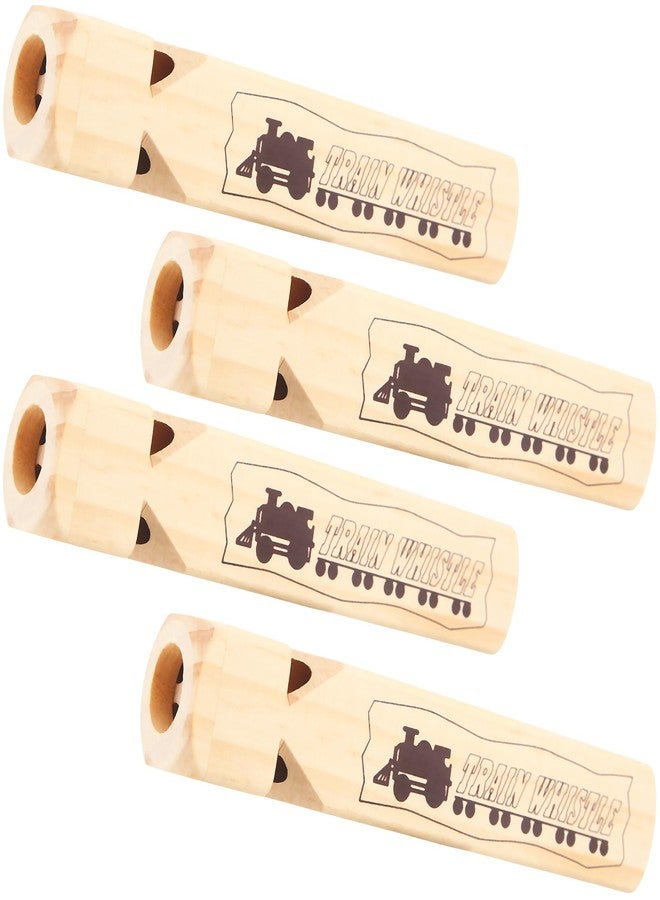 Fahacop 4 Pcs Wooden Train Whistle Solid Wooden Musical Instrument Noise Maker for Kids Birthday Party Classroom Rewards Childhood Music Enlightenment - Image 1