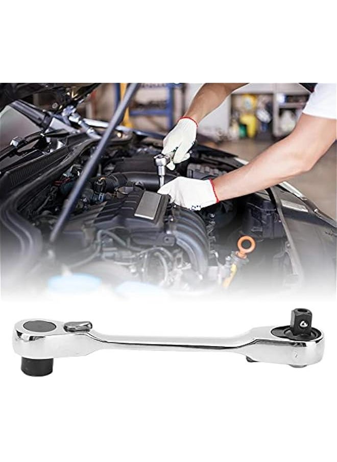 Generic 1/4in Ratchet, Socket Wrench Chrome Vanadium Steel Ratchet Wrench Double Headed Professional Lightweight Multifunctional Ratchet Wrench for Small Screw Size, Small Operating Space(10.5cm / 4.1in)  - Image 1
