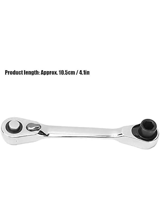 Generic 1/4in Ratchet, Socket Wrench Chrome Vanadium Steel Ratchet Wrench Double Headed Professional Lightweight Multifunctional Ratchet Wrench for Small Screw Size, Small Operating Space(10.5cm / 4.1in)  - Image 3