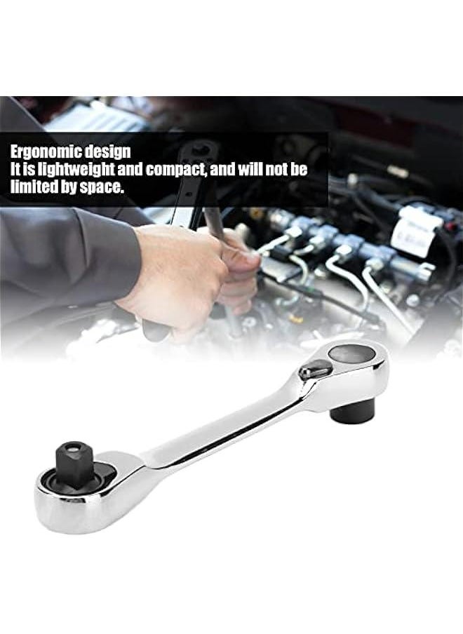 Generic 1/4in Ratchet, Socket Wrench Chrome Vanadium Steel Ratchet Wrench Double Headed Professional Lightweight Multifunctional Ratchet Wrench for Small Screw Size, Small Operating Space(10.5cm / 4.1in)  - Image 4
