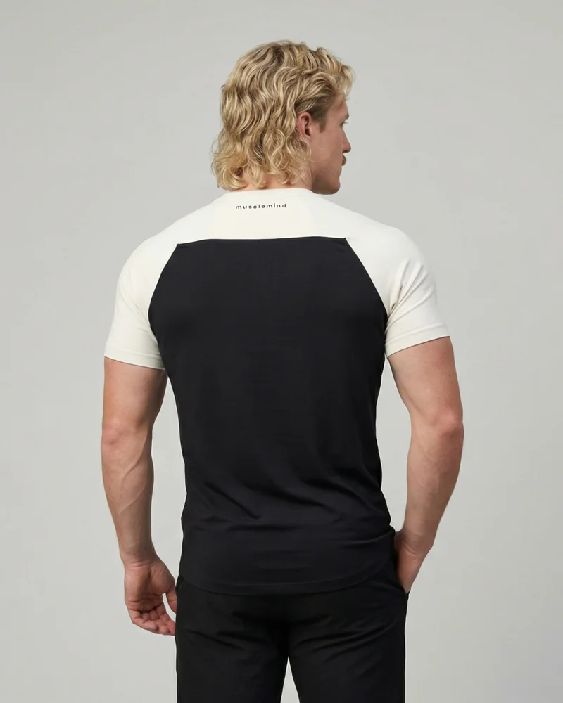Musclemind White & Black Essential Performance Colour Block T-shirt for Men | Best Price UAE