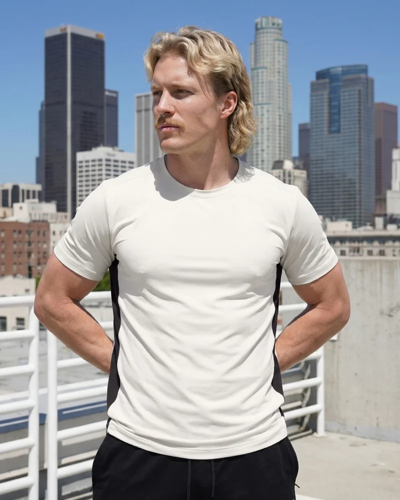 Musclemind White & Black Essential Performance Colour Block T-shirt for Men | Best Price UAE