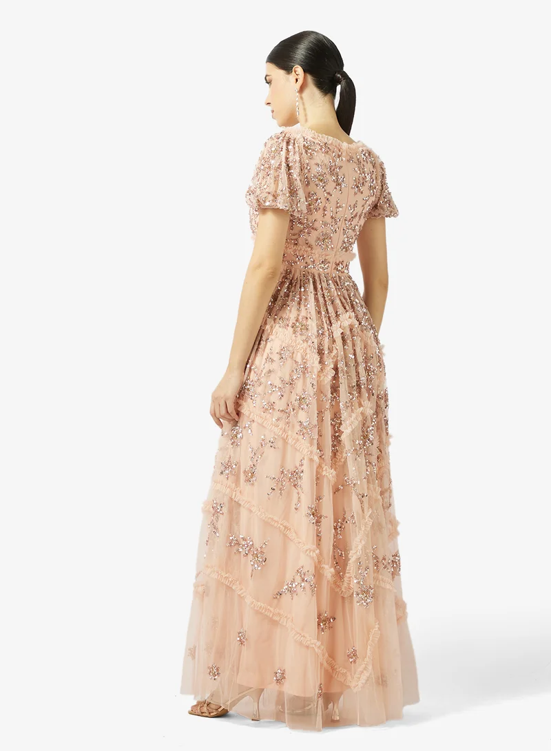 Maya Embellished Puff Sleeve Maxi Dress