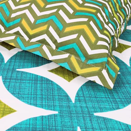 Divine Casa 144 TC 100% Cotton Bedsheet for Single Bed with 1 Pillow Cover (Size 145 X 223 cm, Geometric, Emerald Olive) - Image 3