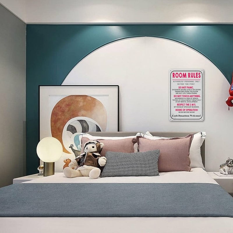 wlegebr Room Sign For Teen Girls Bedroom Door Decor Teen Boy Room Signs Girl Room Rules Signs Dorm Wall Accessories Cool Things For Teens Funny Metal Tin Sign Gaming Decor 12 X 8 In - Image 5
