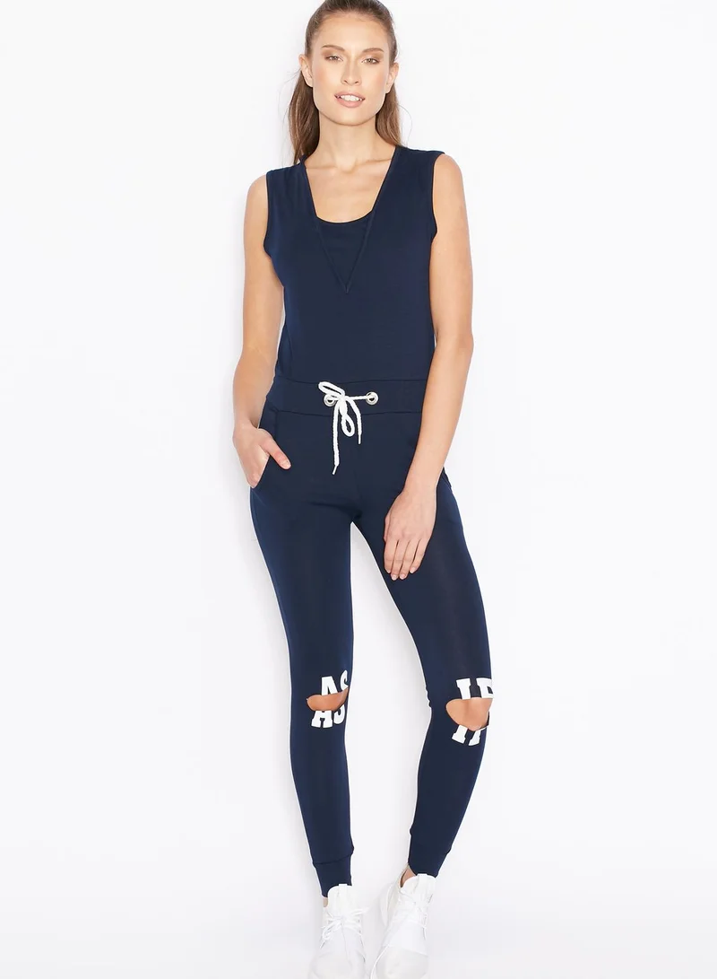 Ginger Knee Slit Slogan Jumpsuit