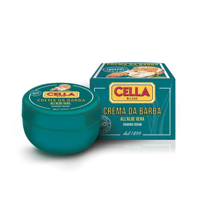 Cella CELLA MILANO, Organic Aloe Vera Shave Soap in Bowl, 150 gm/5.2 oz, Highly Concentrated, Provides a Rich Thich Lather, Made in Italy