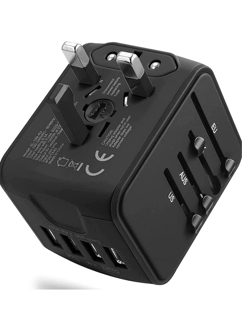 Universal Travel Adapter with 4 Ultra-Fast USB Port and 1 Ultra-Fast USB Type C Port and Power Socket Worldwide Plugs
