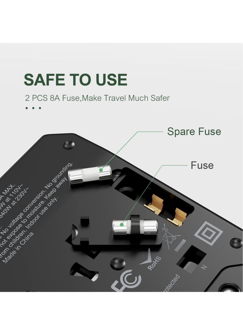 Universal Travel Adapter with 4 Ultra-Fast USB Port and 1 Ultra-Fast USB Type C Port and Power Socket Worldwide Plugs