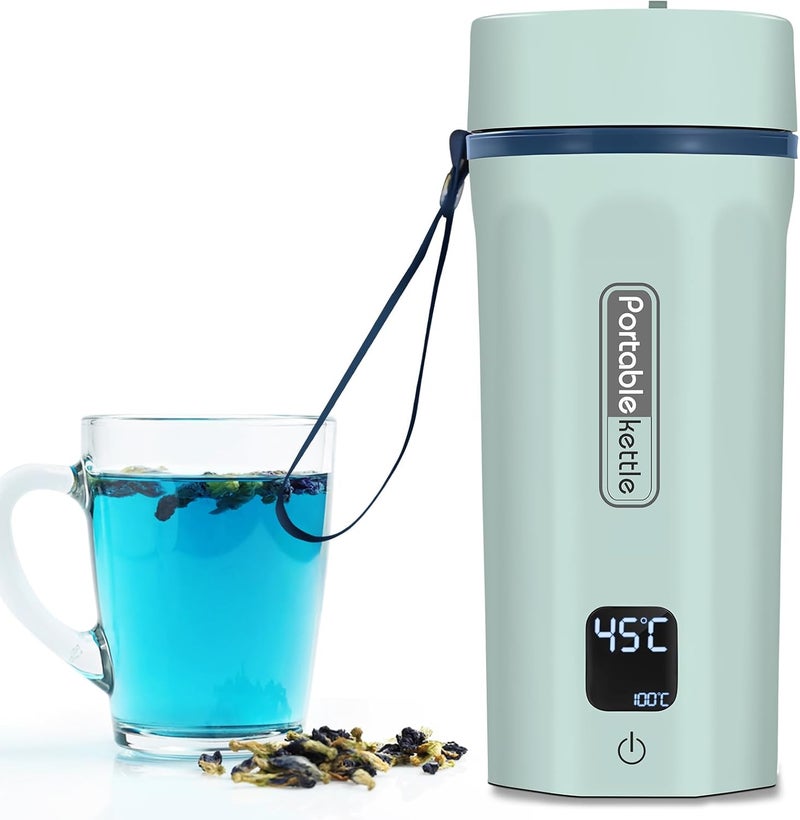 YIMI Portable Electric Kettle for Travel, 550ml Small Water Boiler for Tea Coffee Milk, 400W Stainless Steel Mini Water Kettle Heater with 6 Adjustable Temperature, Keep Warm, Auto Off for Trip, Car, Green - Image 1