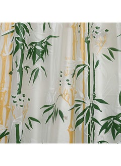 Kuber Industries Kuber Industries Bamboo Design 4 Pieces PVC Shower Curtain with Hooks 7 Feet (Green)-CTKTC14631  - Image 3