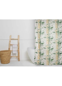 Kuber Industries Kuber Industries Bamboo Design 4 Pieces PVC Shower Curtain with Hooks 7 Feet (Green)-CTKTC14631  - Image 2