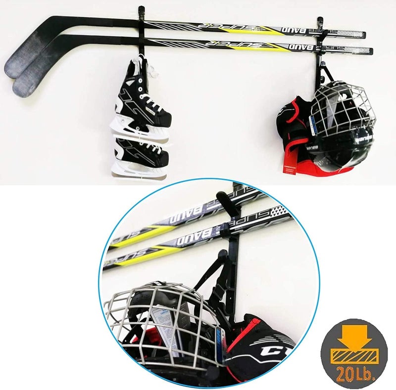 Pmsanzay Hockey Stick Rack, Wall Storage Hockey Stick Display Holder/Hanger - Multi-Purpose - Hang Your ice Hockey Skates, Helmet, Gloves, Sticks Pads and Other - Great for Home or Office Wall Mount - Image 4