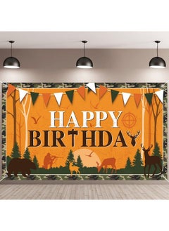 Breling Hunting Birthday Party Supplies Gone Hunting Photography Backdrops Hunting Birthday Party Decoration Camo Birthday Party Supplies Hunting Backdrop Decor For Birthday Camo Camping Hunting Themed Party  - Image 2