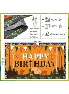Breling Hunting Birthday Party Supplies Gone Hunting Photography Backdrops Hunting Birthday Party Decoration Camo Birthday Party Supplies Hunting Backdrop Decor For Birthday Camo Camping Hunting Themed Party  - Image 3