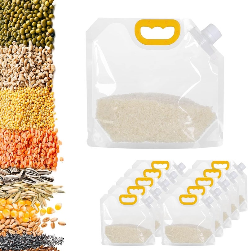 LOCANS 15L Grain Moistureproof Sealed Bag 10 Pcs Reusable Transparent Grain Storage Suction Resealable Airtight Smell Proof Packaging Baggies for Multipurpose Food Storage - Image 1