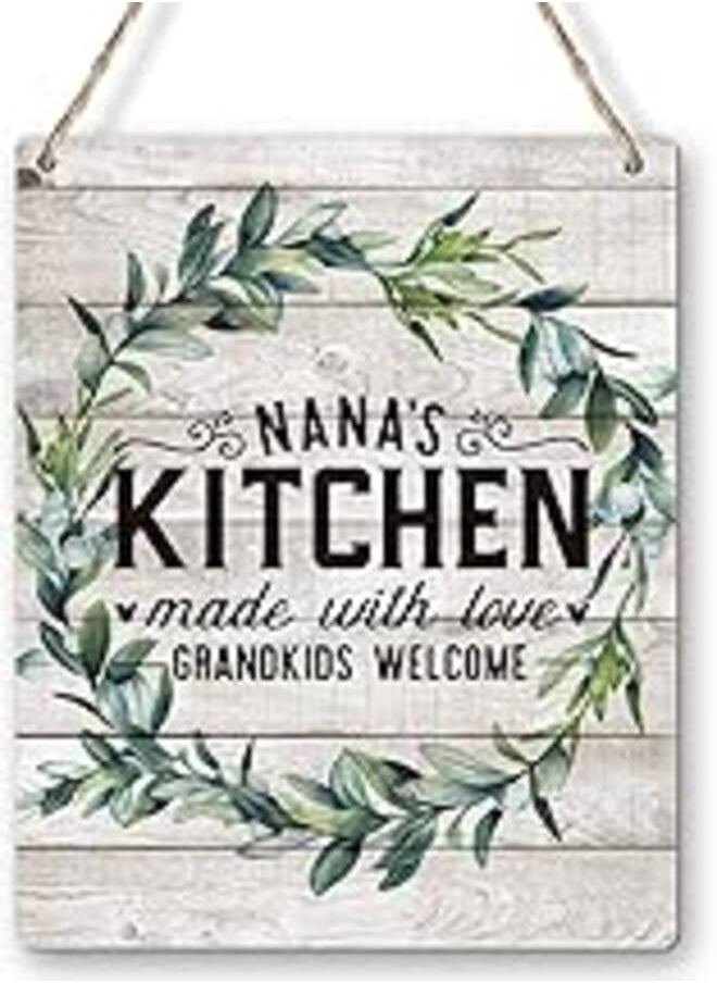 Yuzi-n Funny Nana's Kitchen Quotes Poster Wood Hanging Plaque Wall Art Retro Fun Quotes Wooden Sign Decorative for Home Decor Gifts for Women Men Friends 