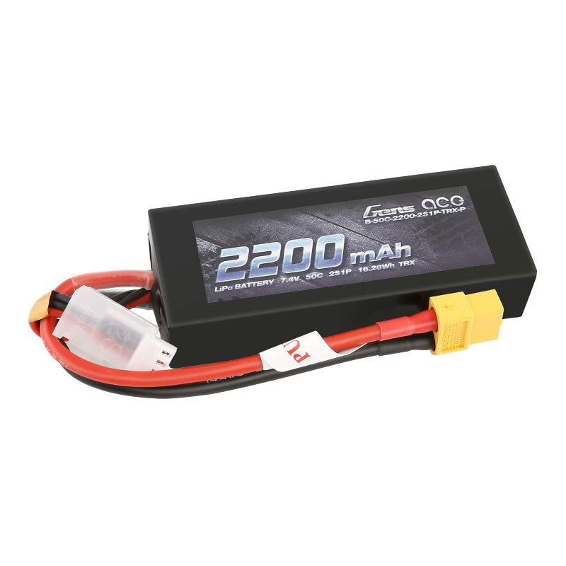 Gens ace Gens ace 2S Lipo Battery 2200mAh 7.4V 50C LiPo Battery Pack with XT60 for Rc Cars Racing RC Boat RC Airplane RC Drone RC Helicopter FPV  - Image 1