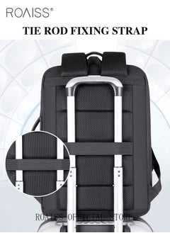 roaiss Fits 17 Inch Laptop Backpack Business Backpack 3 in 1 Scalable Capacity College Bookbag For Work School Travel Flight with USB Port Waterproof Casual Computer Daypack for Men Black  - Image 4
