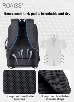 roaiss Fits 17 Inch Laptop Backpack Business Backpack 3 in 1 Scalable Capacity College Bookbag For Work School Travel Flight with USB Port Waterproof Casual Computer Daypack for Men Black  - Image 5