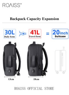 roaiss Fits 17 Inch Laptop Backpack Business Backpack 3 in 1 Scalable Capacity College Bookbag For Work School Travel Flight with USB Port Waterproof Casual Computer Daypack for Men Black  - Image 3