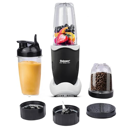 Balzano Bullet Mixer Grinder 500W, 3 Jars, 2 Blades, 3 Lids, Blender for Smoothies and Juices, Nutri Blender for Kitchen, Smoothie Maker, Italian Design, Made in India, Black - Image 1