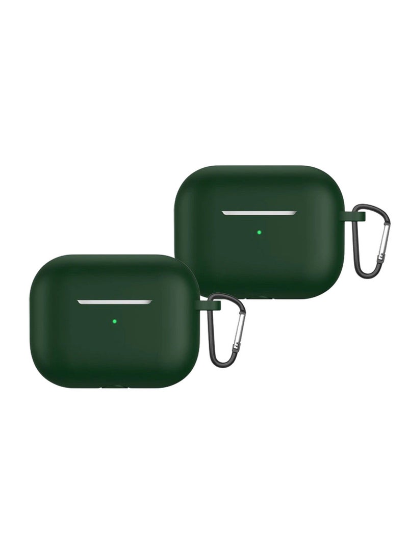YOMNA 2022 New For Airpods Pro 2nd Generation Case Cover dustproof with hook anti-lost Protector for AirPods Pro2 Waterproof Cases Dark Green with Dark Green (set of 2)  - Image 1