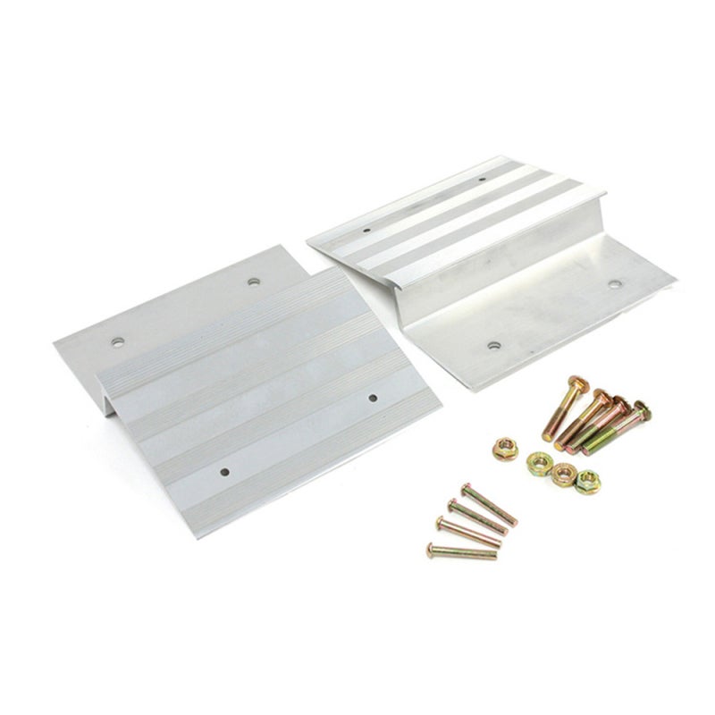 Aluminum Alloy Ramp Bracket 8in Silver Heavy-Duty Construction - Rubber Feet Kit for Cars Trucks Trailers - Versatile Ladder Slope Fittings for Lawn Mowers - Image 2