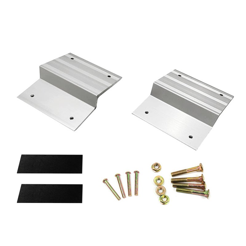 Aluminum Alloy Ramp Bracket 8in Silver Heavy-Duty Construction - Rubber Feet Kit for Cars Trucks Trailers - Versatile Ladder Slope Fittings for Lawn Mowers - Image 1
